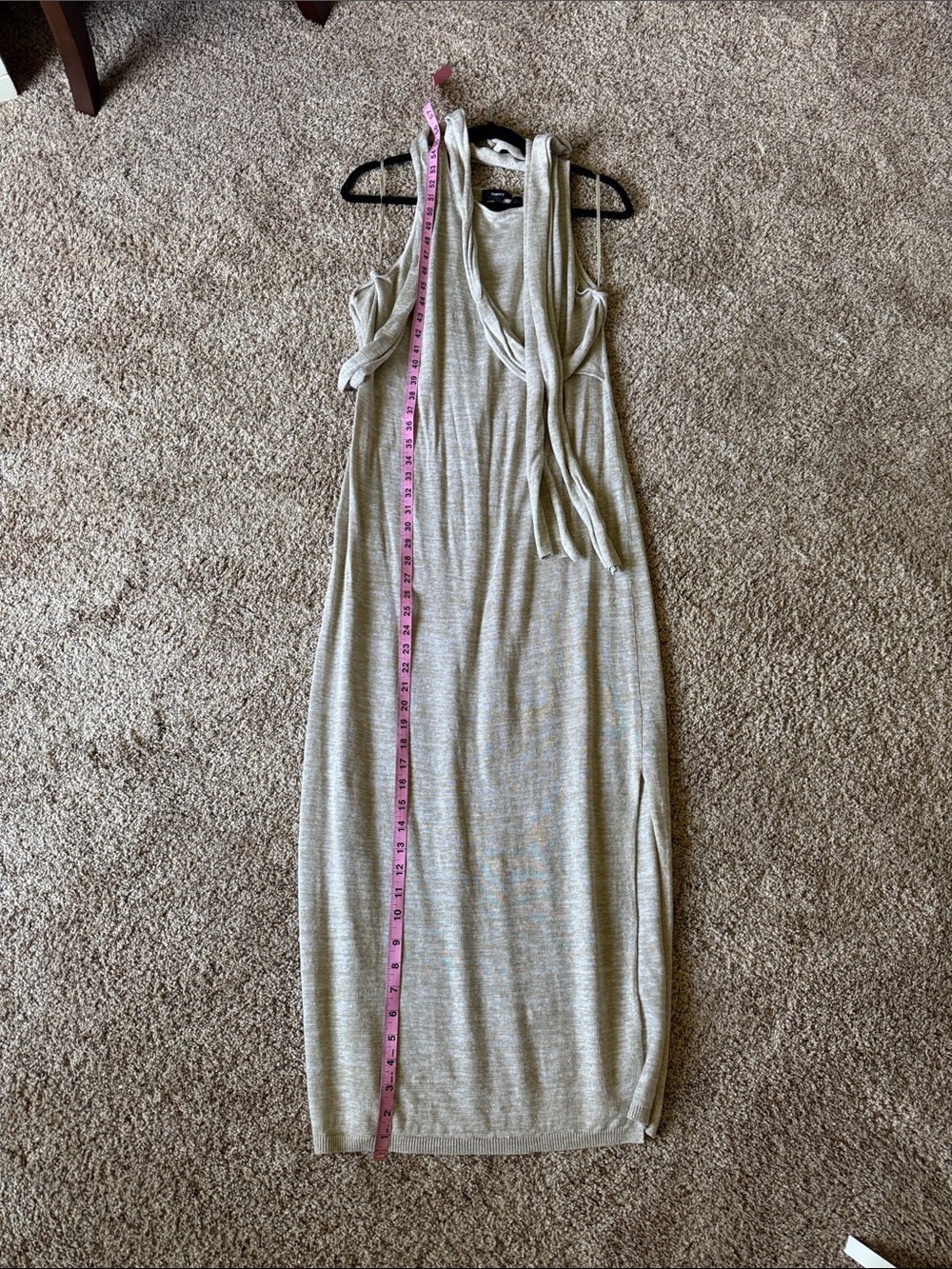 Theory Linen Blend Dantine Sag Harbor Tie Waist Wrap Midi Dress Oatmeal 
Medium - Picture 14 of 14